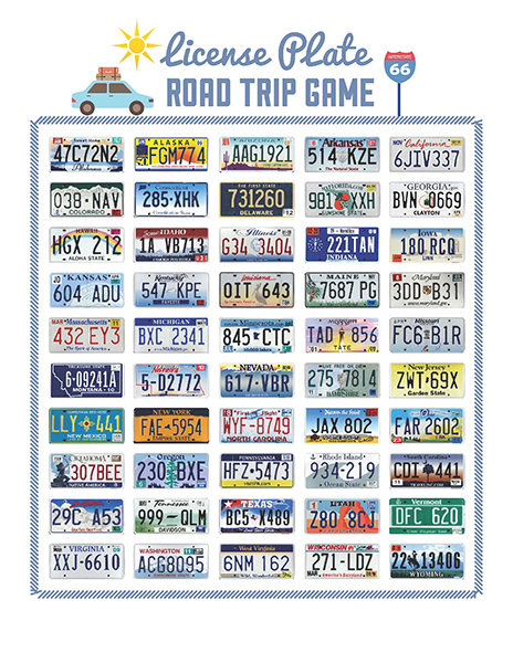 License Plate Bingo Cards