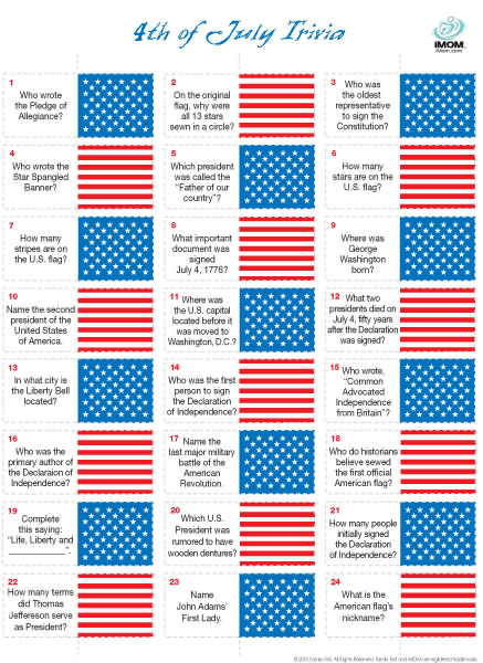 Fourth of July Trivia Printable