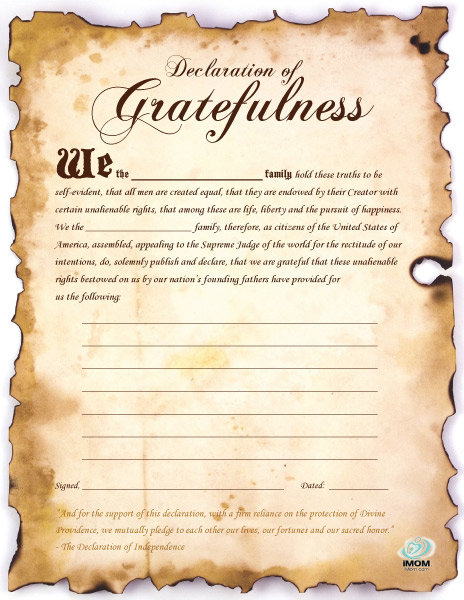 Declaration of Gratefulness Printable