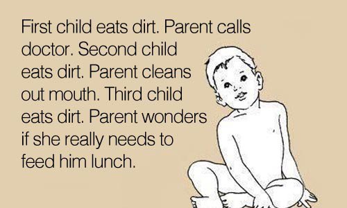 child eats dirt